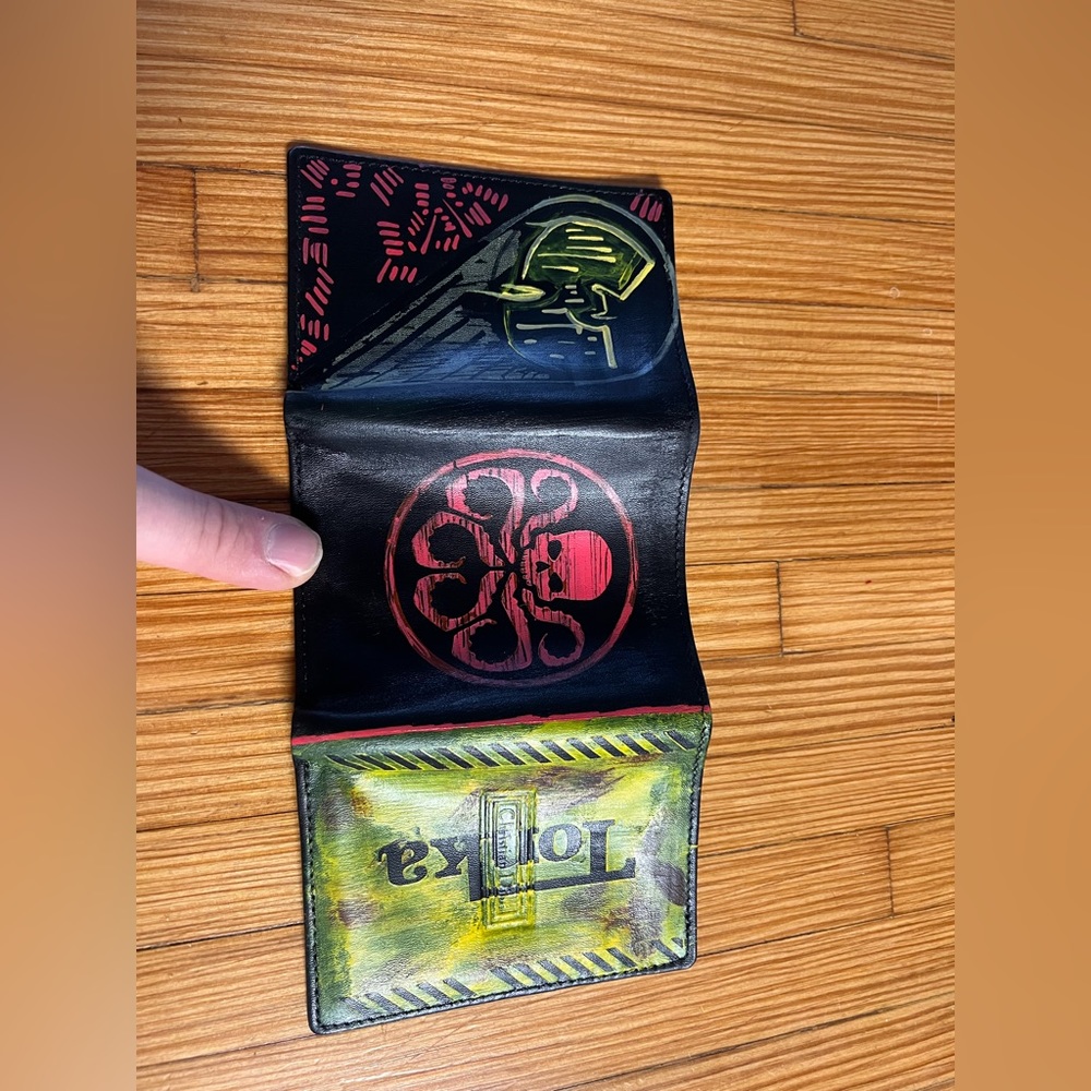 Hand painted leather wallet